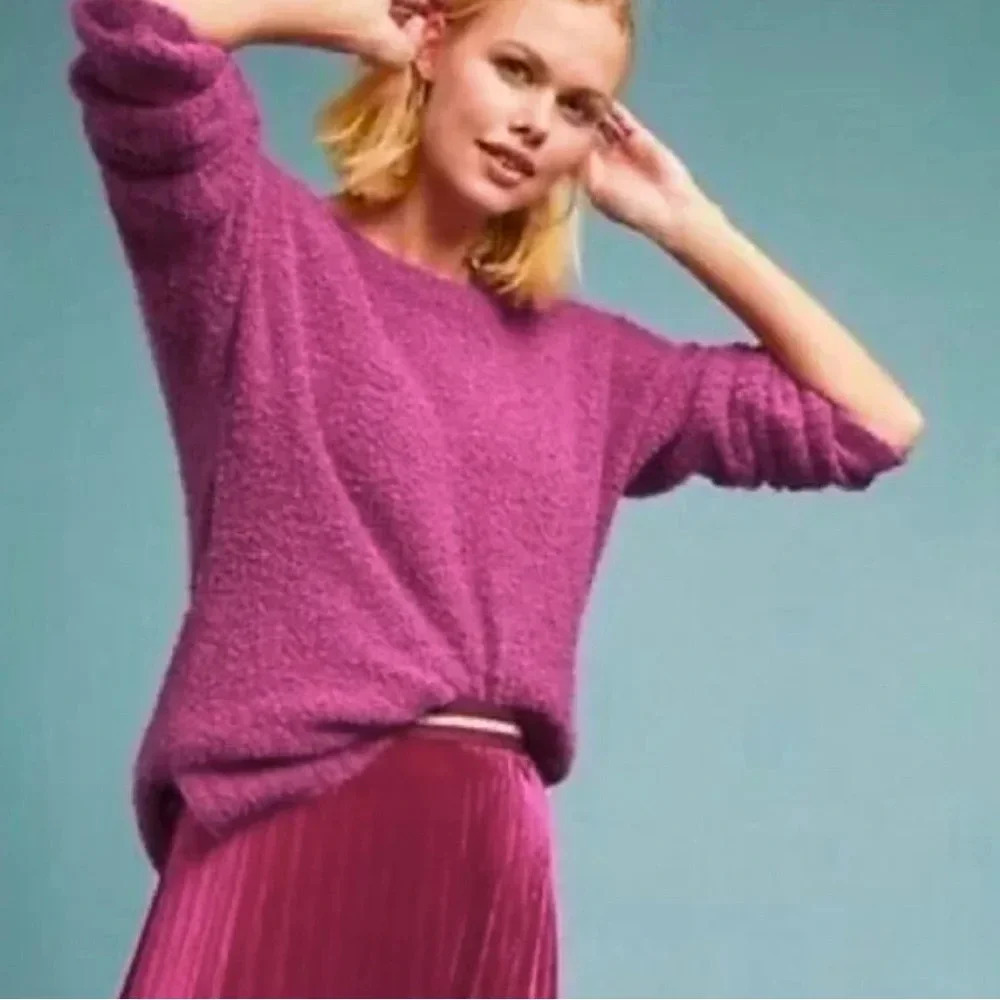 Anthropologie Sleeping On The Snow Pink Merino Wool/Alpaca Sweater
